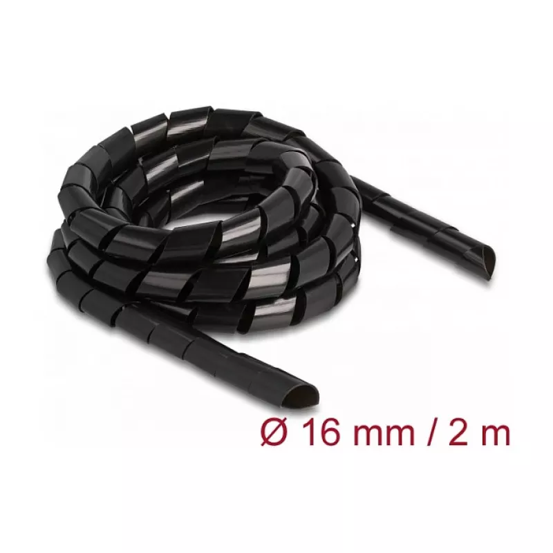 Tubo espiral flexível DeLOCK 2 m x 16 mm preto polietileno