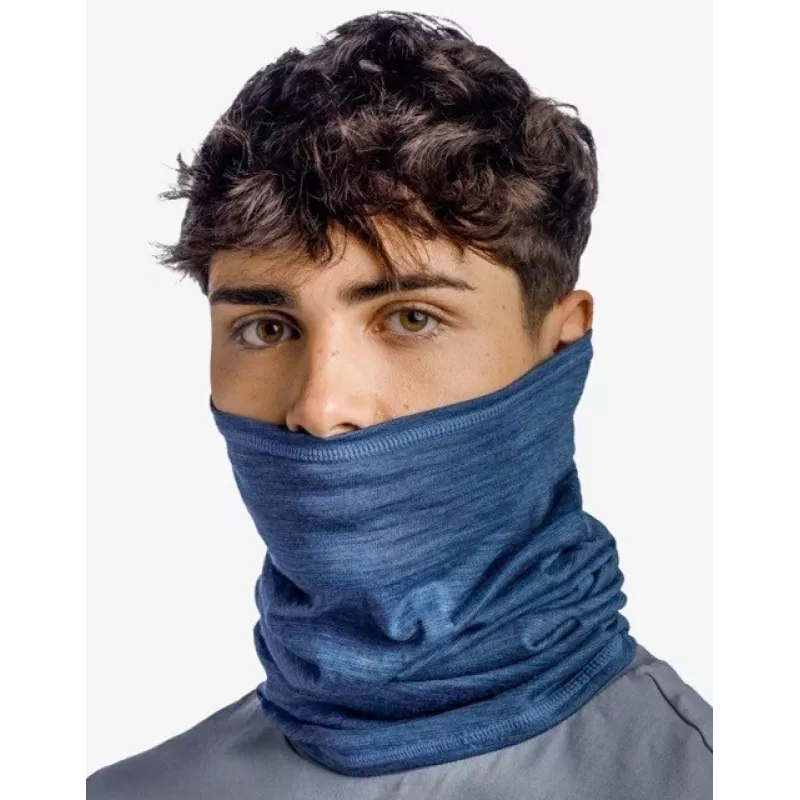 Buff lenço multifunções leve de lã merino azul