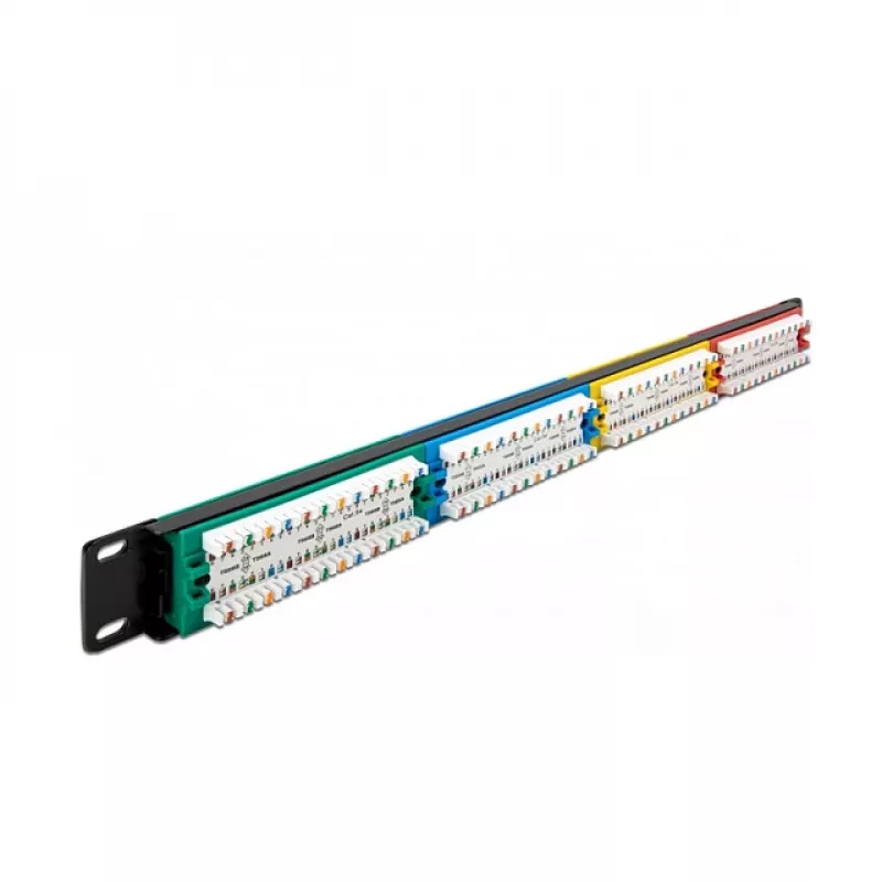 DeLOCK 19 polegadas Patchpanel 24 portas Cat.5e 1HE colorido RJ-45