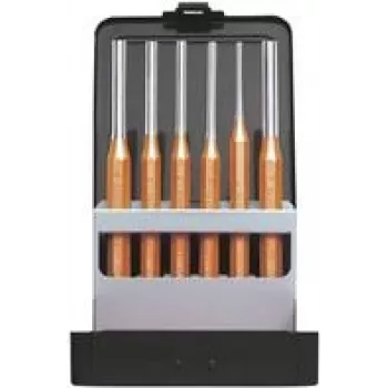 Gedore RED 3300823 conjunto de punções para chavetas, 3–8 mm, 6 peças, em caixa metálica dobrável