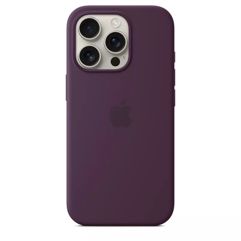 Apple iPhone 16 Pro Capa de silicone com MagSafe - Ameixa
