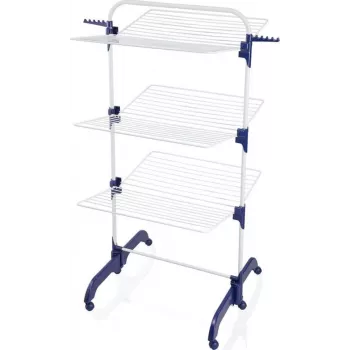 Estendal Leifheit Pegasus 1081529, secador dobrável em metal/plástico, área de secagem 42 m, rodas, suporte para cabides, 76,5×700×1450 mm