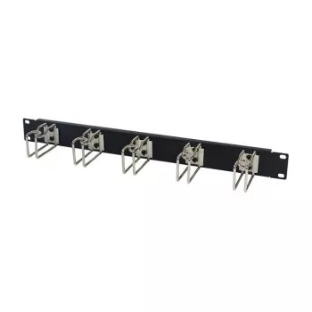 Painel de gestão de cabos de rack 1U metal com 5 suportes grandes, ALLNET ALL-S0002251, preto