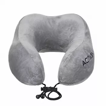 Almofada de viagem ortopédica para pescoço ActionMed PO400AM, enchimento de espuma, cinzento – suporte para pescoço e nuca