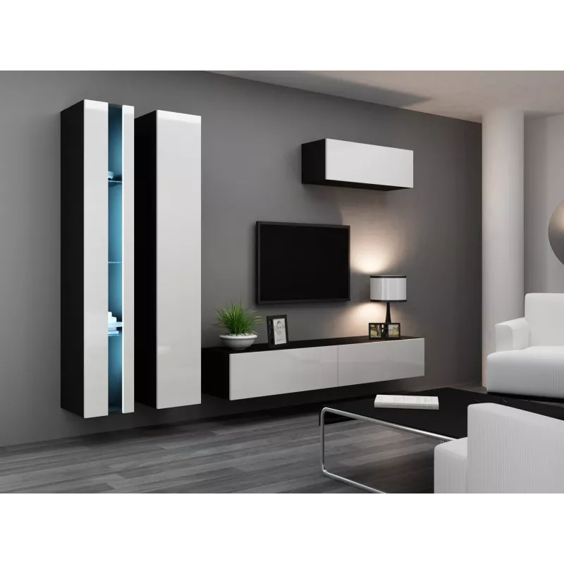Suporte de TV cama meble VIGO NEW 30/180/40, 1800×400×300 mm, tampo superior preto, estrutura em aglomerado