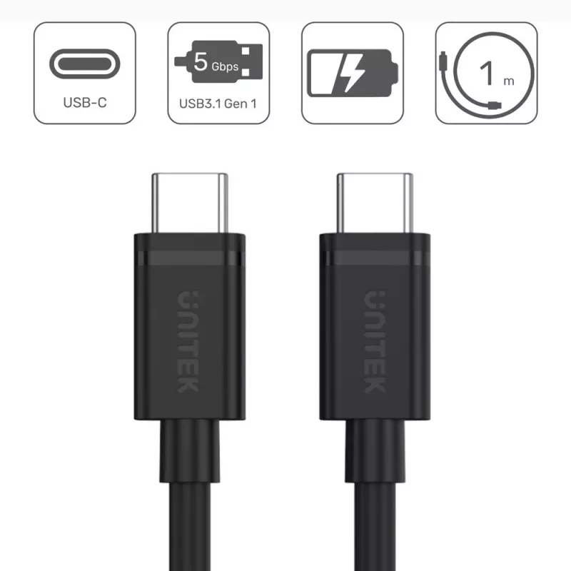 Cabo USB UNITEK Y-C477BK USB 3.2 Gen 1 1m USB C preto