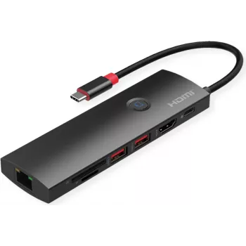 Docking station USB-C ROLINE 4K HDMI 1x C PD 2xUSB3.2Gen2 1xGbE - Digital/Dados (12.02.1126)