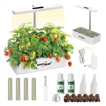 Sistema inteligente de cultivo de plantas de interior GreenBlue, vaso SMART, capacidade 4L, para 12 plantas, LEDs de espetro completo, GB133