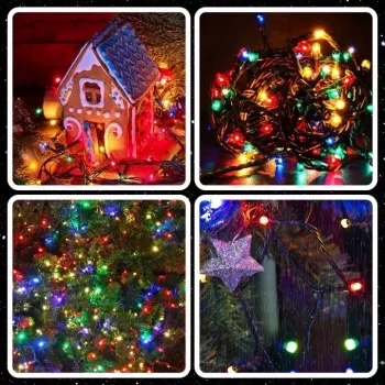 Extralink EX.95535 fio de luzes de Natal a pilhas, 100 LED, multicolor, 10,5 m