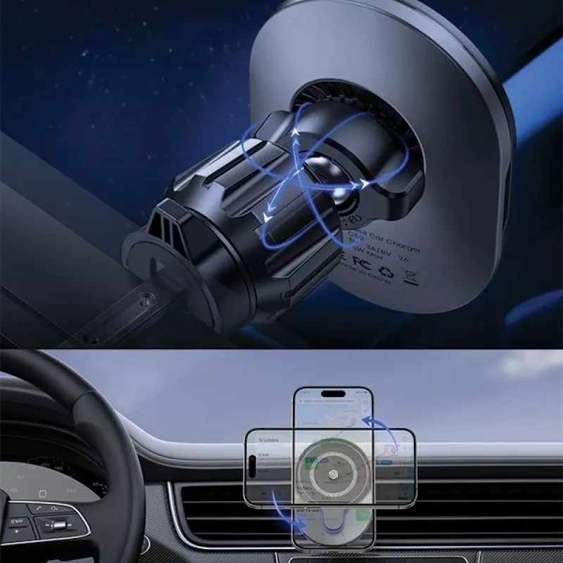Suporte magnético para automóvel MagSafe 15W indução preto