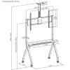 Suporte de TV de chão MACLEAN MC-114 W para ecrãs 55-100 polegadas, branco, VESA até 900x600, carga máxima 120 kg, altura 115–152 cm, prateleira