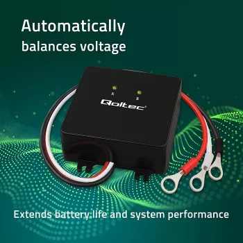 Equalizador de tensão de bateria QOLTEC 51097 para baterias de 24V (2×12V), corrente de equalização 5A