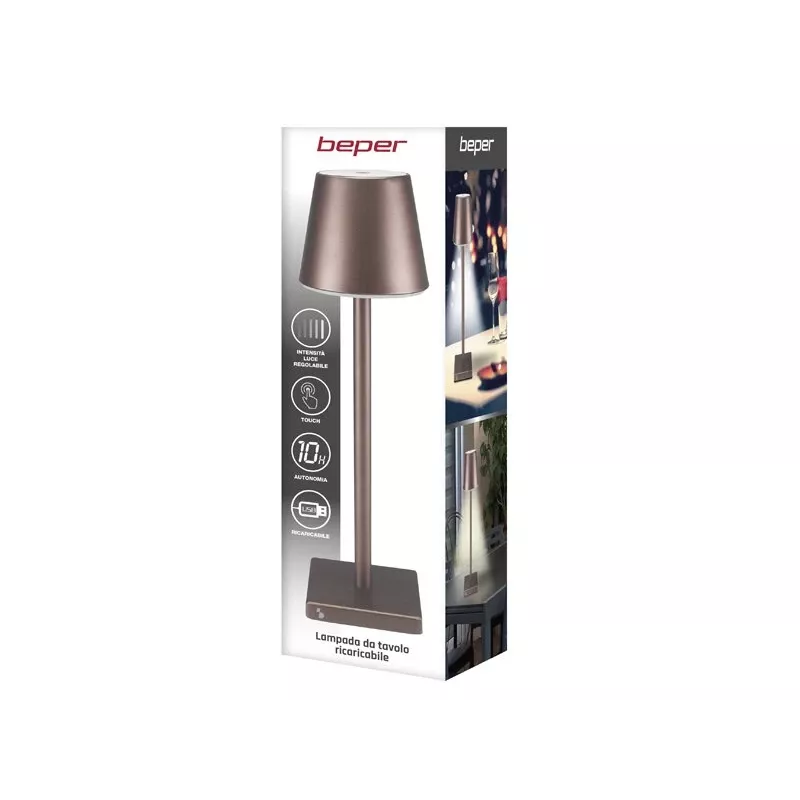 Candeeiro de mesa recarregável Beper P201UTP103, interruptor tátil, 2 W