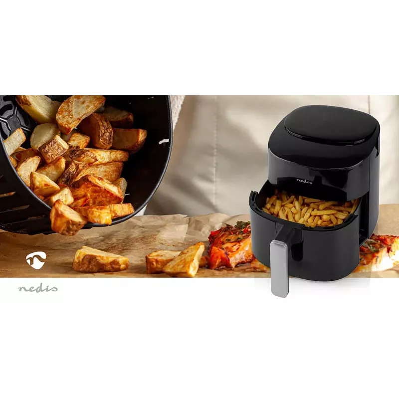 Fritadeira de ar quente Nedis KAAF160BK, cesto único, 4,2 L, 1300 W, preto
