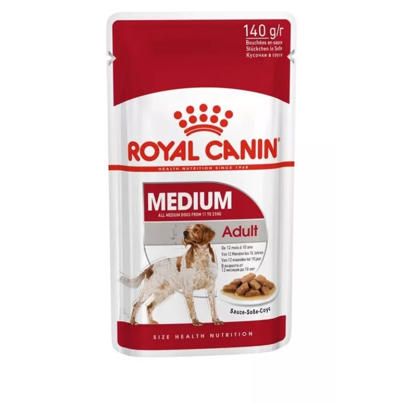 ROYAL CANIN SHN Medium Adult in Sauce - Comida húmida para cães adultos - 10x140g