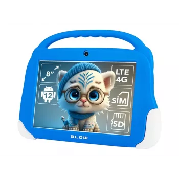 Tablet BLOW KidsTAB8 8 polegadas IPS HD Android 12, 1,6 GHz octa-core T606, 4 GB RAM, 64 GB, LTE, MicroSD