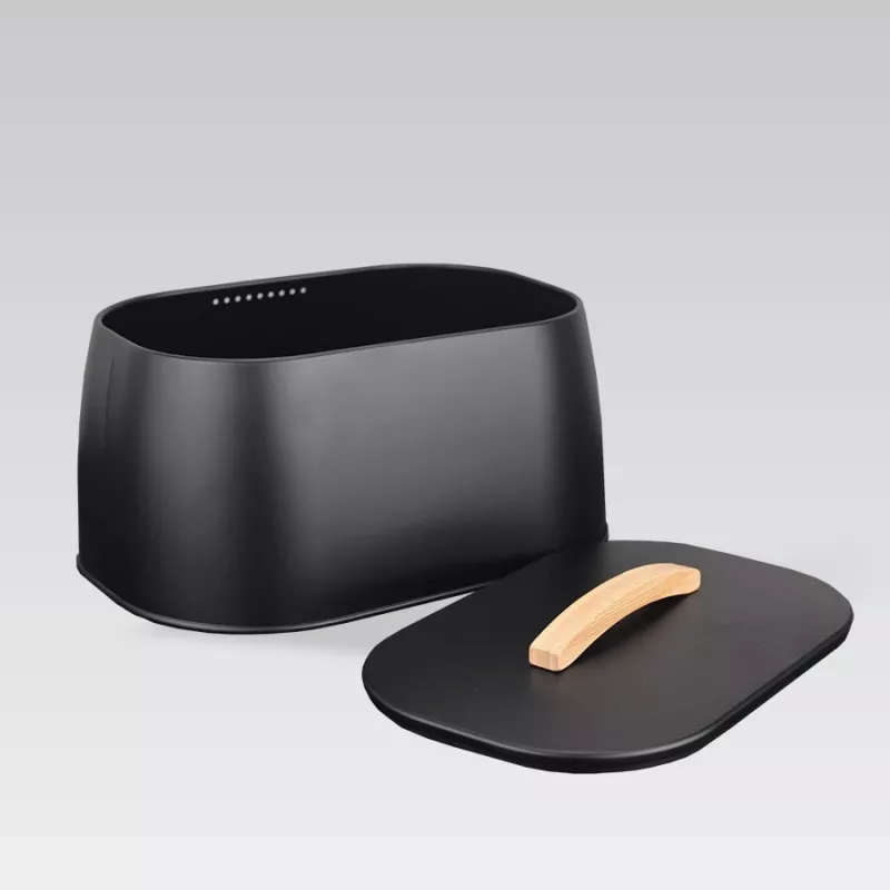 Caixa de pão Maestro MR-1675-Preto, recipiente para guardar pão preto