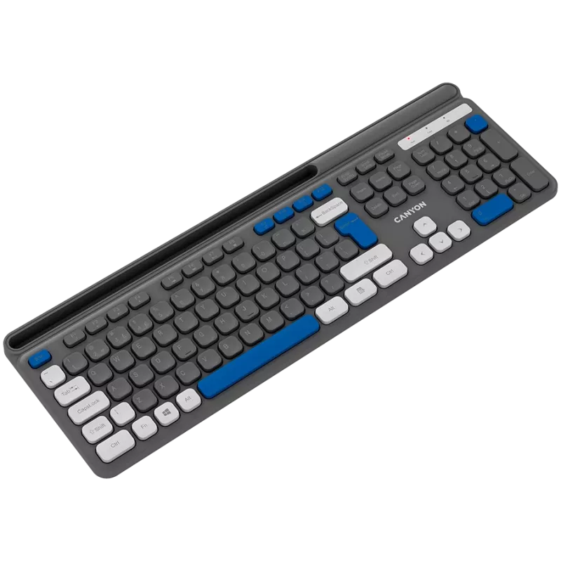Teclado sem fios CANYON HKB-W03 cinzento – design compacto, alimentado por pilhas AAA, modelo CNS-HKBW03DG