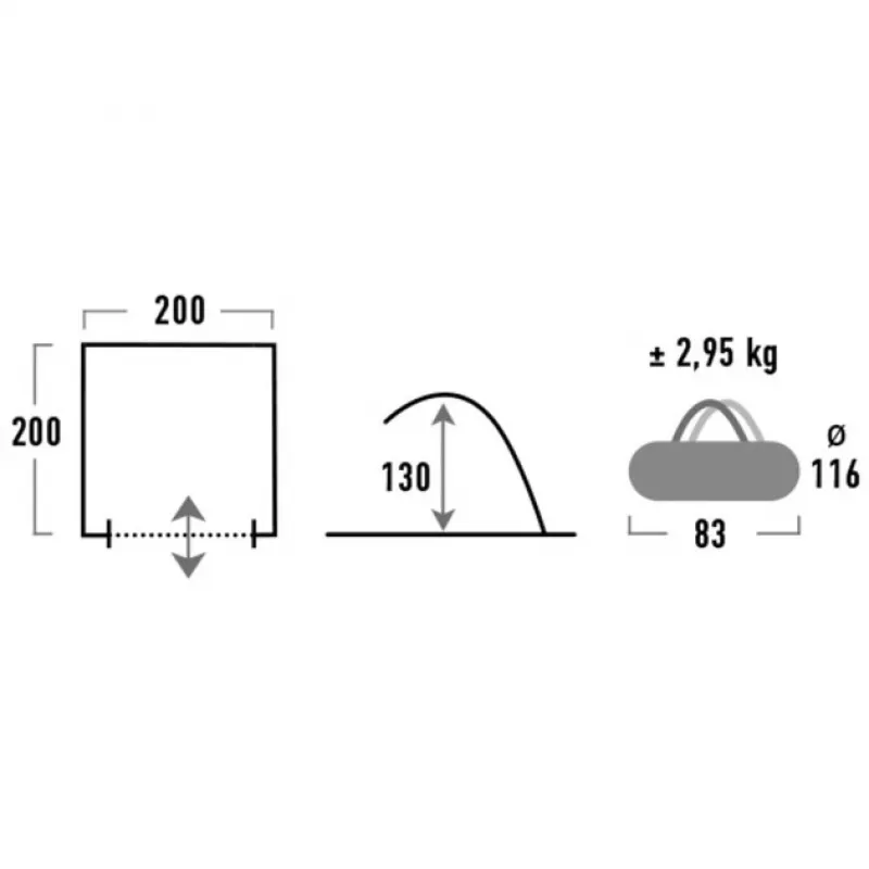 Tenda de praia High Peak Calida 80 — alumínio/cinzento, poliéster, altura 1300 mm, chão impermeável, 4 sacos de areia