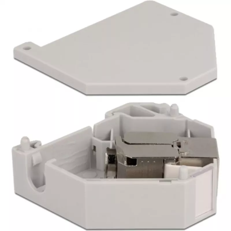 Delock - adaptador modular - montável em calha DIN - CAT 6a - STP - cinzento - 1 conexão (86014)