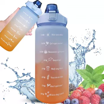 Garrafa de água motivacional Extralink, 2000 ml, garrafa desportiva, azul-laranja, BUT-993