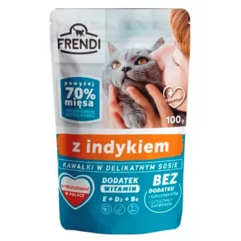 Ração húmida para gatos Frendi Pieces em molho de peru, 100 g