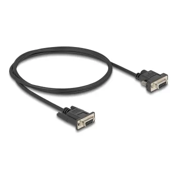 Delock cabo série RS-232, D-Sub 9 fêmea com alimentação no pino 9 (DC 5,5 x 2,1 mm), 1 m, preto