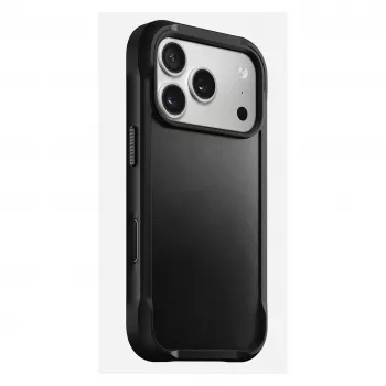Capa para telemóvel Nomad Rugged Leather Case para Apple iPhone 17 Pro, pele/TPU/PC/alumínio, compatível com ecrãs de 16 cm (6,3 polegadas), preta
