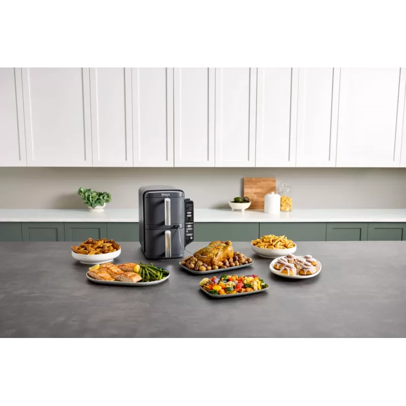 Ninja Double Stack XL Fritadeira a ar quente 2 compartimentos com sonda de temperatura SmartCook 9,5 L SL451EU
