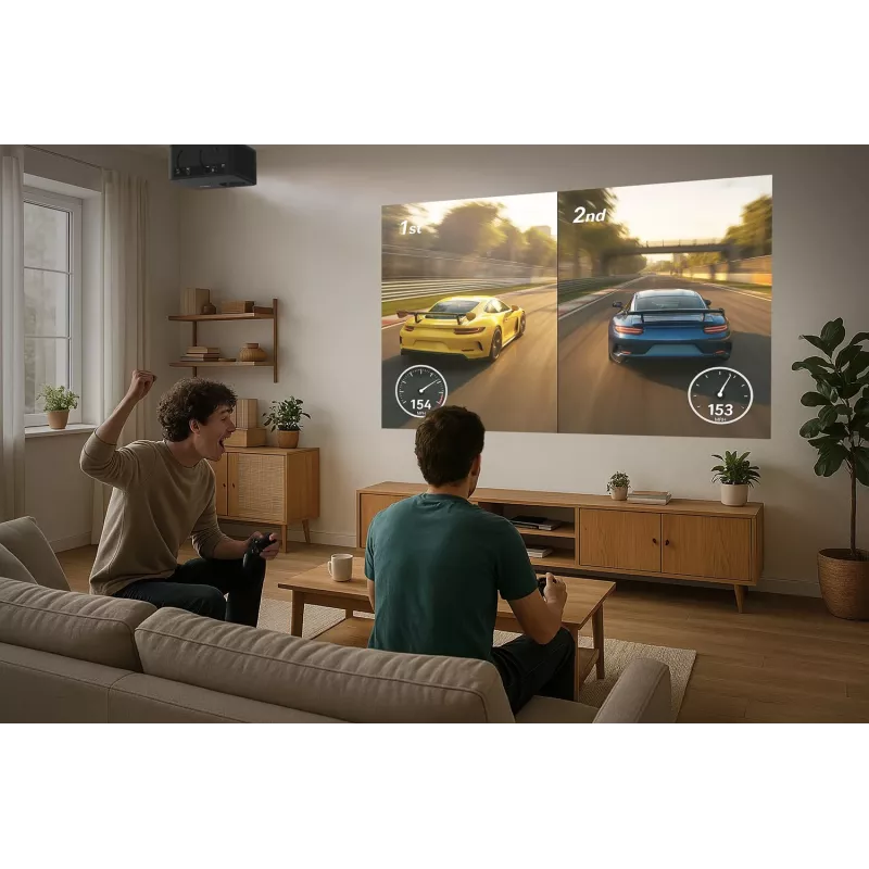 Projetor padrão Optoma Photon Life PK32 com 1100 lúmenes ANSI, DLP, UHD 4K (3840x2160), 3D, preto