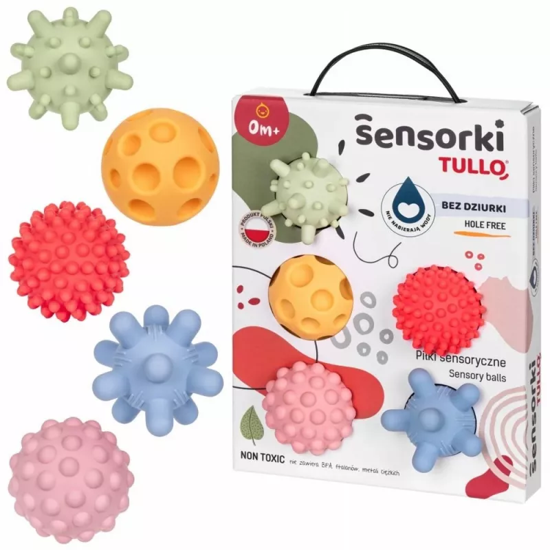 Bolas sensoriais sem furos TULLO pastel, 5 unidades