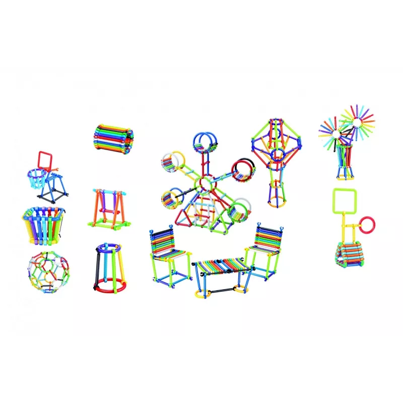 Conjunto de construção Ascato Blocks Sticks 360 elementos em caixa