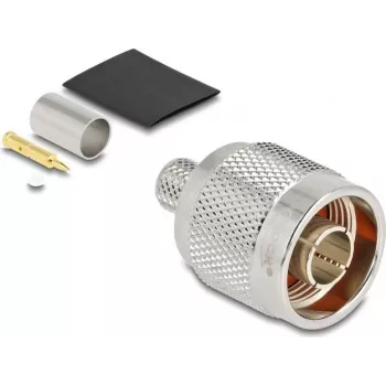 Conector macho N DELOCK de crimpar para LMR300 com tubo termorretrátil