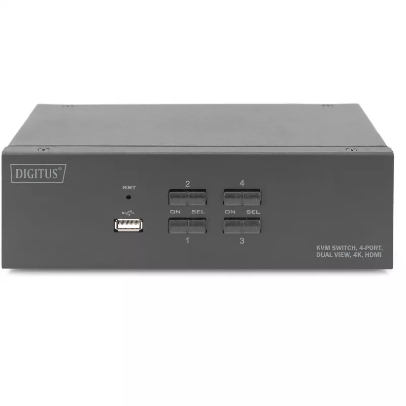 Switch KVM Digitus DS-12883 4 Portas Dual Display 4K HDMI USB