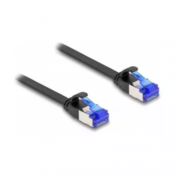 Cabo de rede DeLOCK RJ45 cabo patch plano ficha macho para ficha macho Cat.6A 0,25 m preto