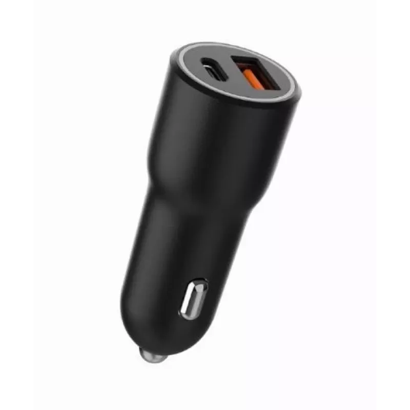 Carregador de automóvel para dispositivos móveis Gembird TA-UC-AC2PDQC38-CAR-01, USB-C, 38 W, 12-24 V, preto
