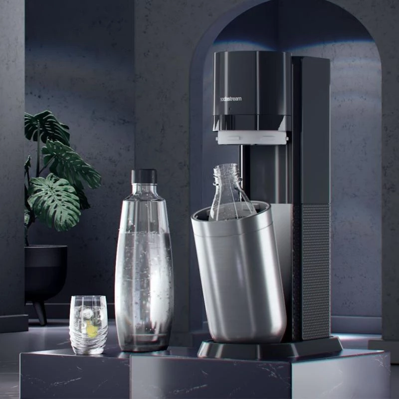 Máquina de soda SodaStream DUO preto aço inoxidável