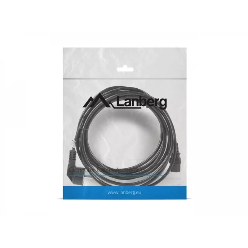 Cabo de alimentação LANBERG CA-C13C-11CC-0050-BK – 5 m, conector fêmea C13 para CEE7/7, C13 angular