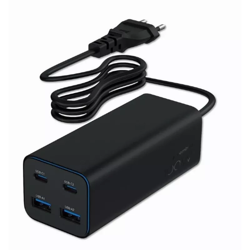 Gembird TA-UC-2A2C-PD100-01-BK Carregador para dispositivos móveis portátil, smartphone preto AC carregamento rápido interior