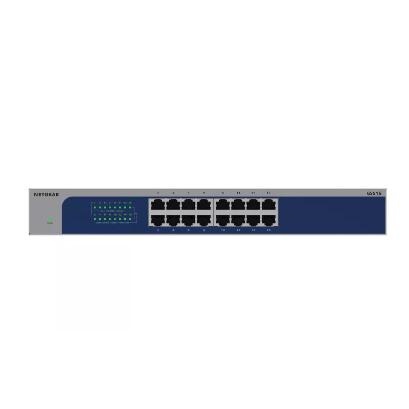 Switch de rede NETGEAR GS516-300EUS não gerido Gigabit Ethernet (10/100/1000) cinzento