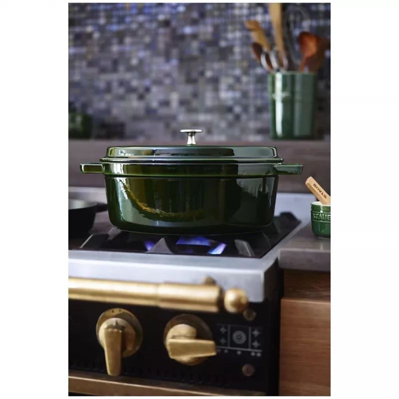 Staub La Cocotte 33 cm assadeira oval de ferro fundido, verde manjericão