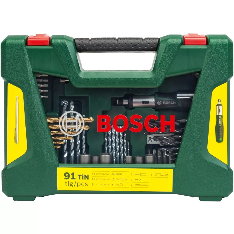 Conjunto de brocas/pontas V-Line TIN, 91 peças, conjunto de brocas e pontas (verde)