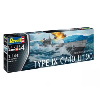 Modelo em plástico German Submarine T.IX C/40 1/144