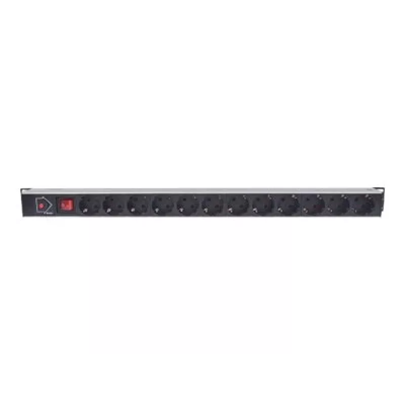 Unidade de distribuição de energia (PDU) Intellinet montagem vertical em rack 12 saídas, tomadas EU CEE 7/3, com interruptor on/off e proteção contra sobrecarga, cabo de alimentação integrado de 1,8m com ficha EU CEE 7/4