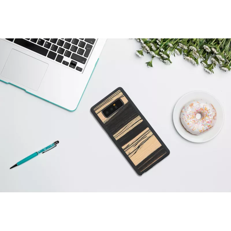 Capa para smartphone man and wood para Samsung Galaxy Note 8 — ébano branco acabamento preto