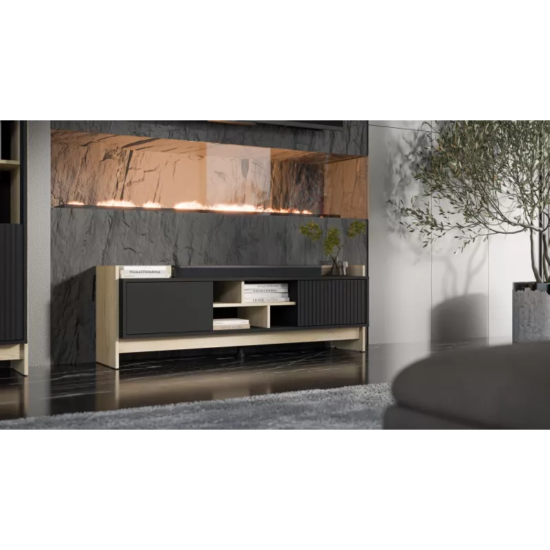 Móvel RTV Cama PORTO 2D 150x38x50 carvalho/preto