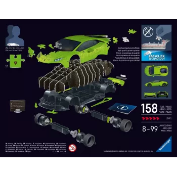 Puzzle 3D 158 peças Lamborghini Huracan EVO verde
