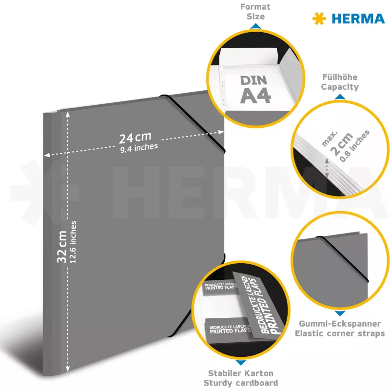 Dossier HERMA 19254 A4 multicolorido com anéis D 285x315 mm