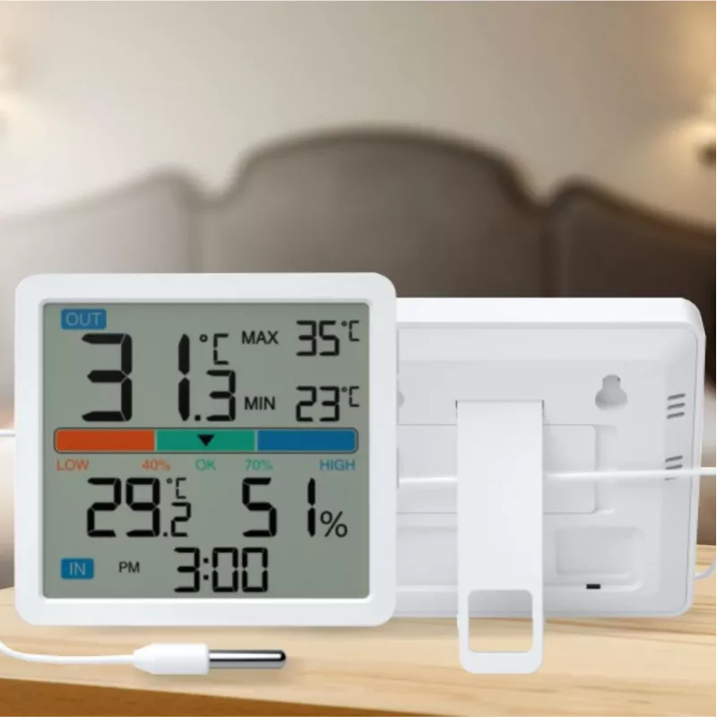 Manta MTO002W estação meteorológica com sensor externo, termómetro/higrómetro, relógio, branca