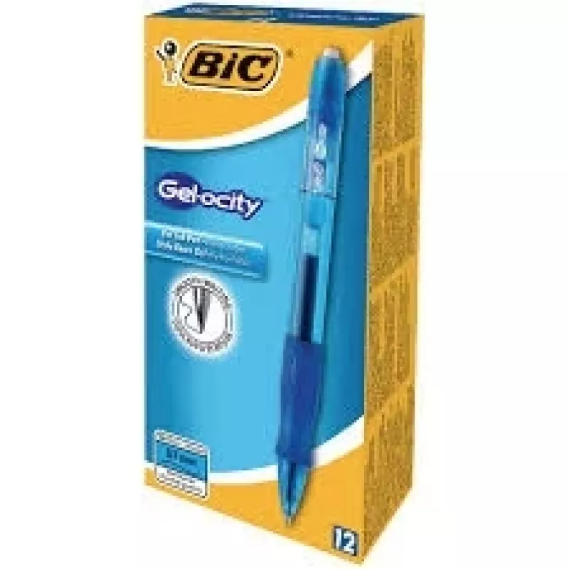 BIC Gel-ocity Caneta de gel retrátil, 0,7 mm, azul, caixa de 12